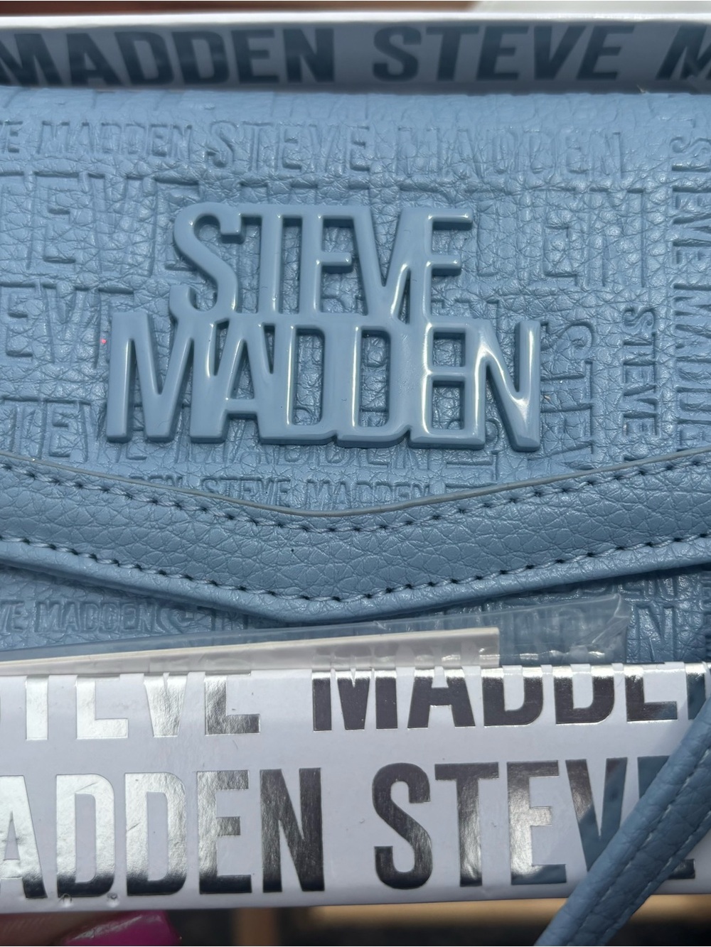 Steve Madden Powder Blue Embossed Logo Wallet